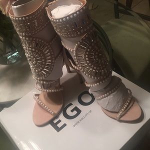 Brand new EGO official nude embellished heels